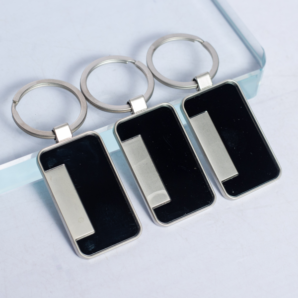 Rectangular Silver Side Keyring