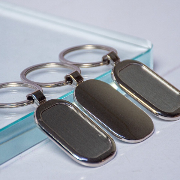Rectangular Curved Edge Metal Keyring
